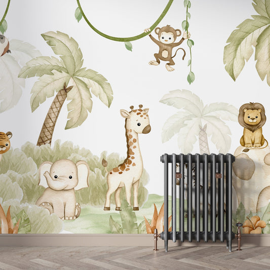 Playful savannah-themed wallpaper for children OR07
