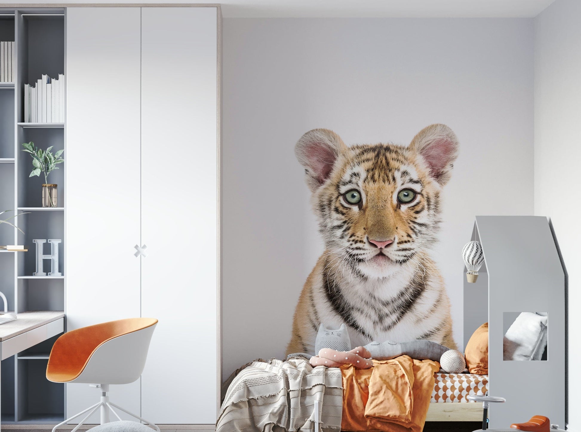 Cute tiger wall mural for nursery
