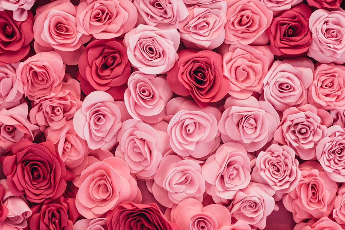Pink Roses Wallpaper Mural in your room — zoomed