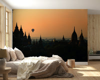A serene pagoda landscape wall mural for your decor.