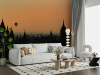 A beautiful wide-angle wall mural of an ancient city.