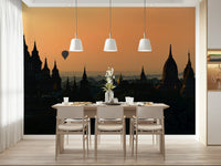 A calming serene view wallpaper mural that defines a space.