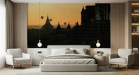 A graceful subtle pattern wall mural in warm, golden tones.