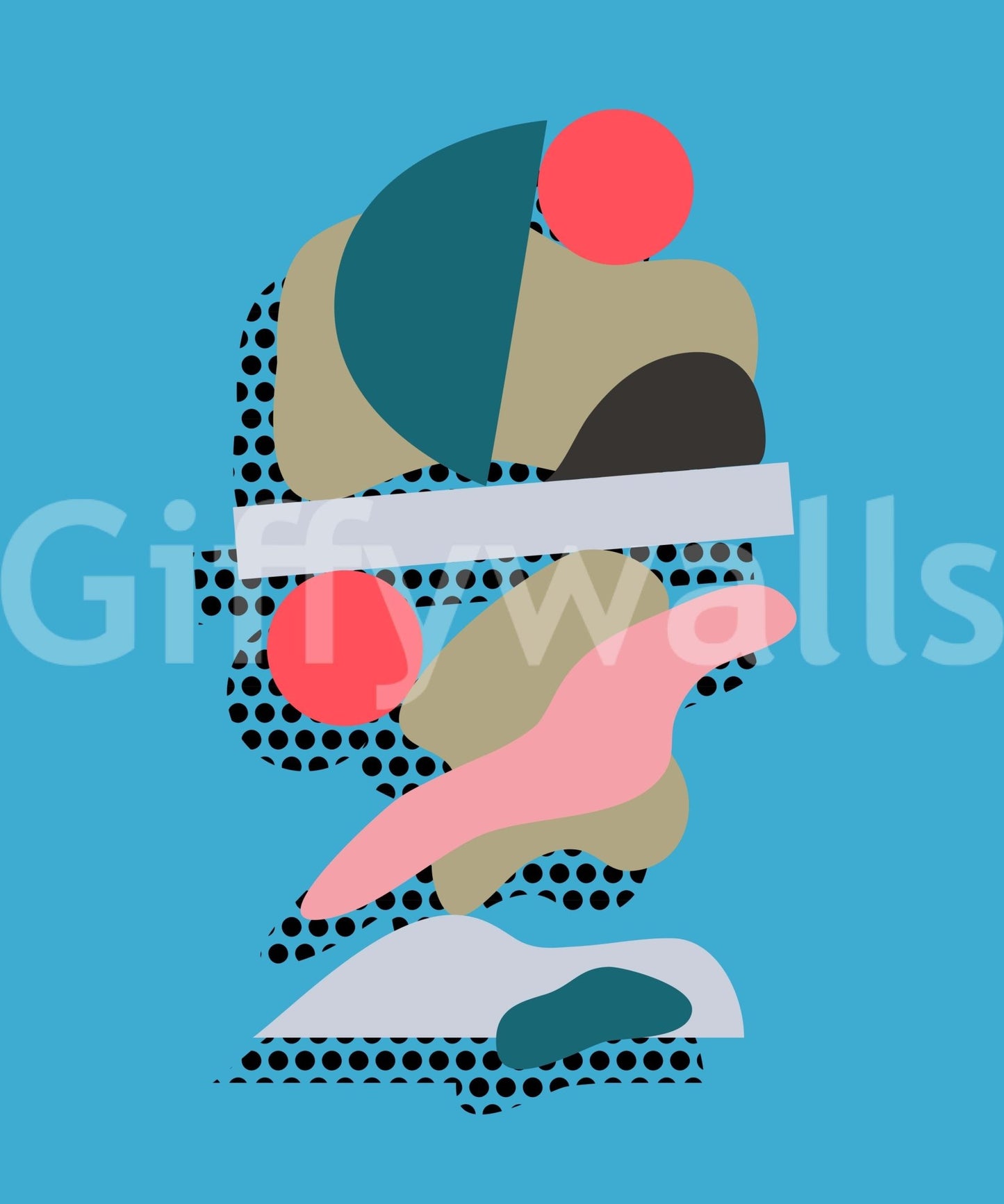 Zany Balanced Forms Wall Mural, Nonchalant Contemporary Pattern.