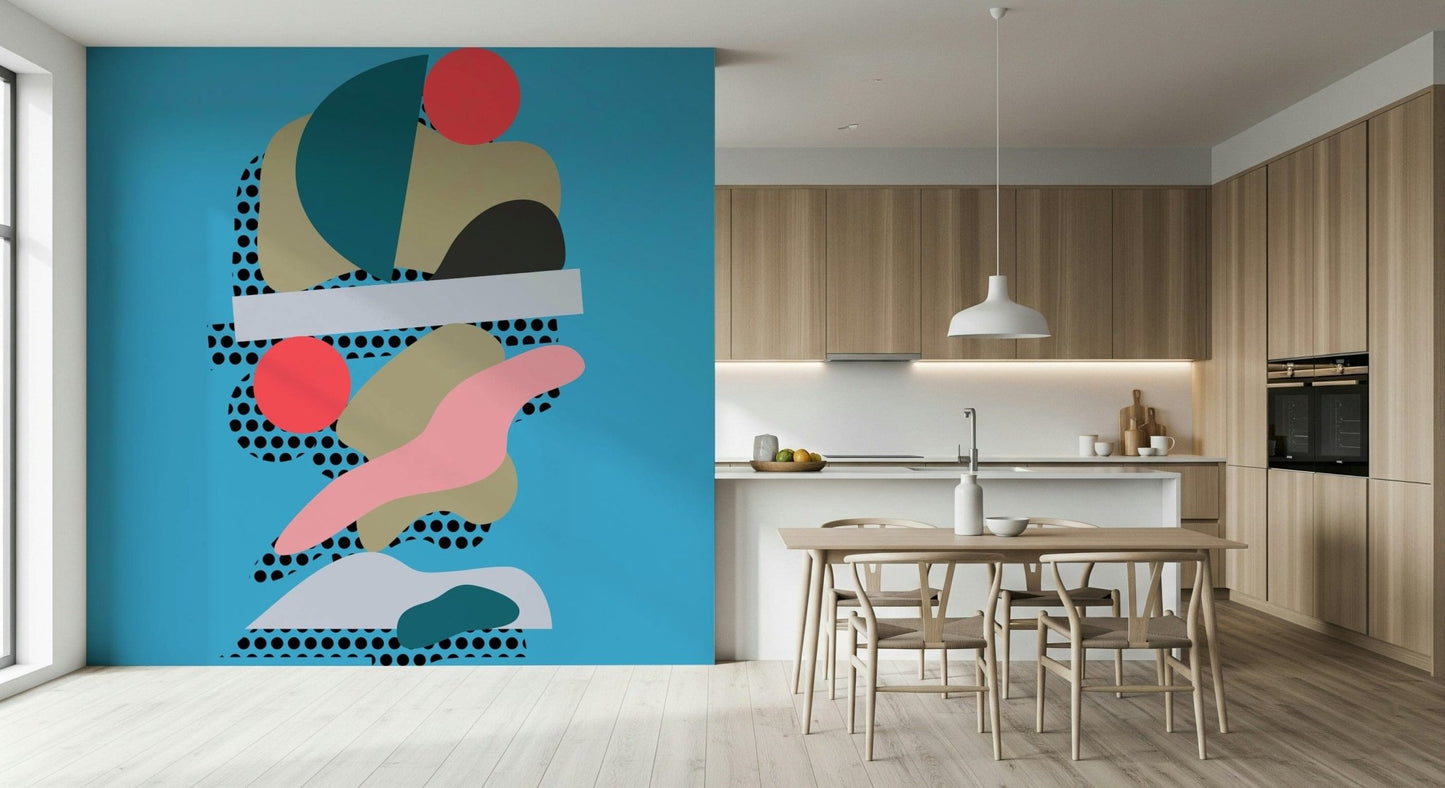 Ephemeral Balanced Forms wallpaper, Sublime abstract Mural Art.