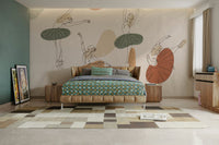 The background is a soft, muted watercolor wash of pastel colors like pink, blue, and cream.
