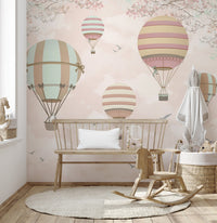 Ballons in the Sky Kids Room Wallpaper Mural - Giffywalls