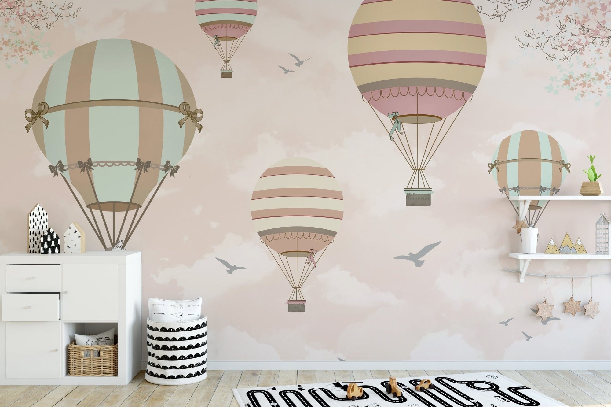 Floating balloons wallpaper for kids' room A130
