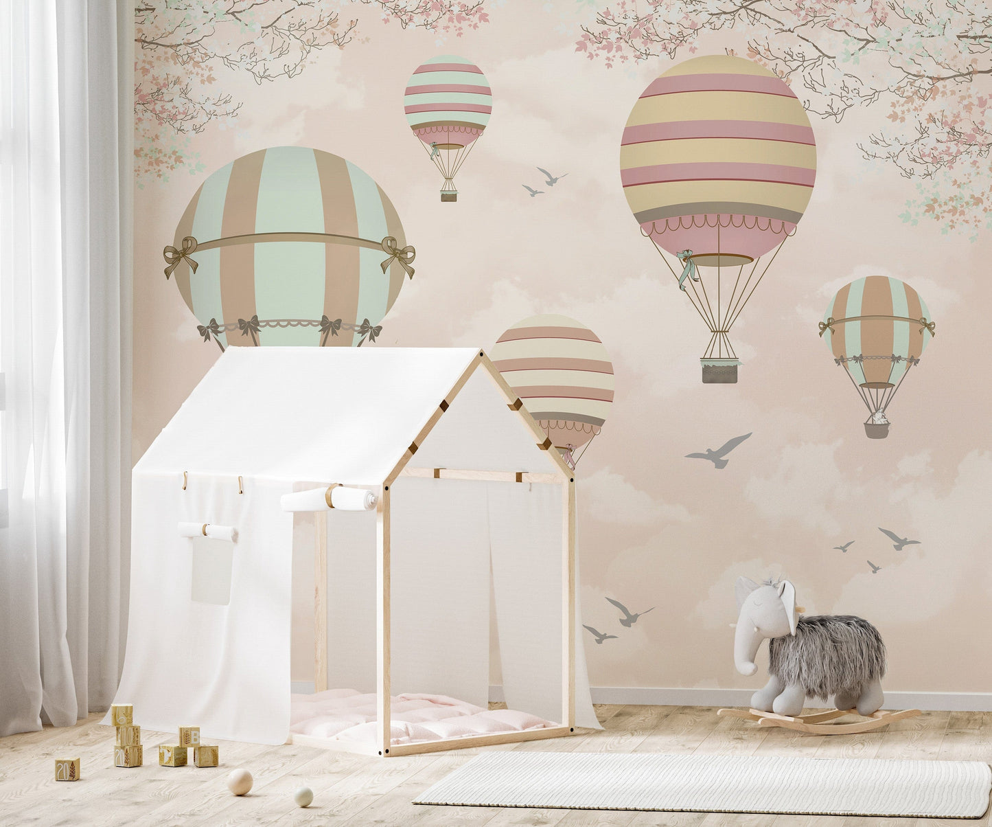 Ballons in the Sky Kids Room Wallpaper Mural - Giffywalls