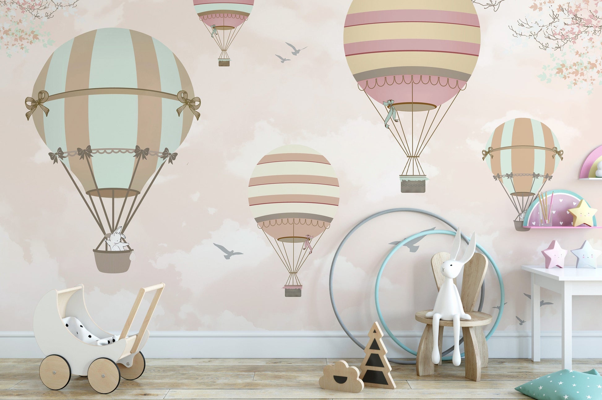 Playful balloon wallpaper for kids' walls
