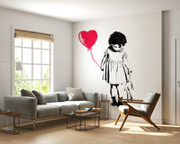Modern office space decorated with Balloon Girl Art Wall Mural for a creative vibe.