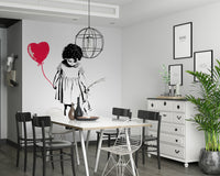 Large scale Balloon Girl Art wallpaper in a professional open-plan space.