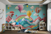 The design features graceful, gentle hot air balloons floating in the sky.

