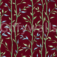Slender green bamboo repeats across this Crimson Wallpaper surface