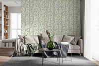 Open Living nook paired with Bamboo Breeze Ivory Wallpaper and soft daylight