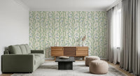 Modern lounge finished with Bamboo Breeze Ivory Wallpaper in a muted palette