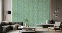 Hallway featuring Bamboo Breeze Minty Teal Wallpaper in a muted scheme