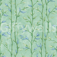 Bamboo Breeze Minty Teal Wallpaper with slim bamboo stems on a textured mint base