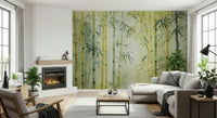 A bright living room feels calmer with Bamboo Forest Serenity Wall Mural on the wall
