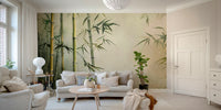 A wall mural of a peaceful bamboo forest.

