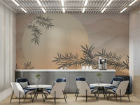 The bamboo stalks are vertical, creating a sense of height.

