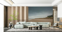 Ancient Bamburgh Castle peel and stick wallpaper ocean view landmark.