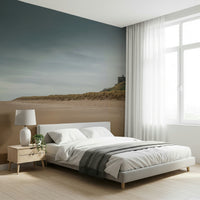 Medieval Bamburgh Castle artwork rugged coastline home decor accent.