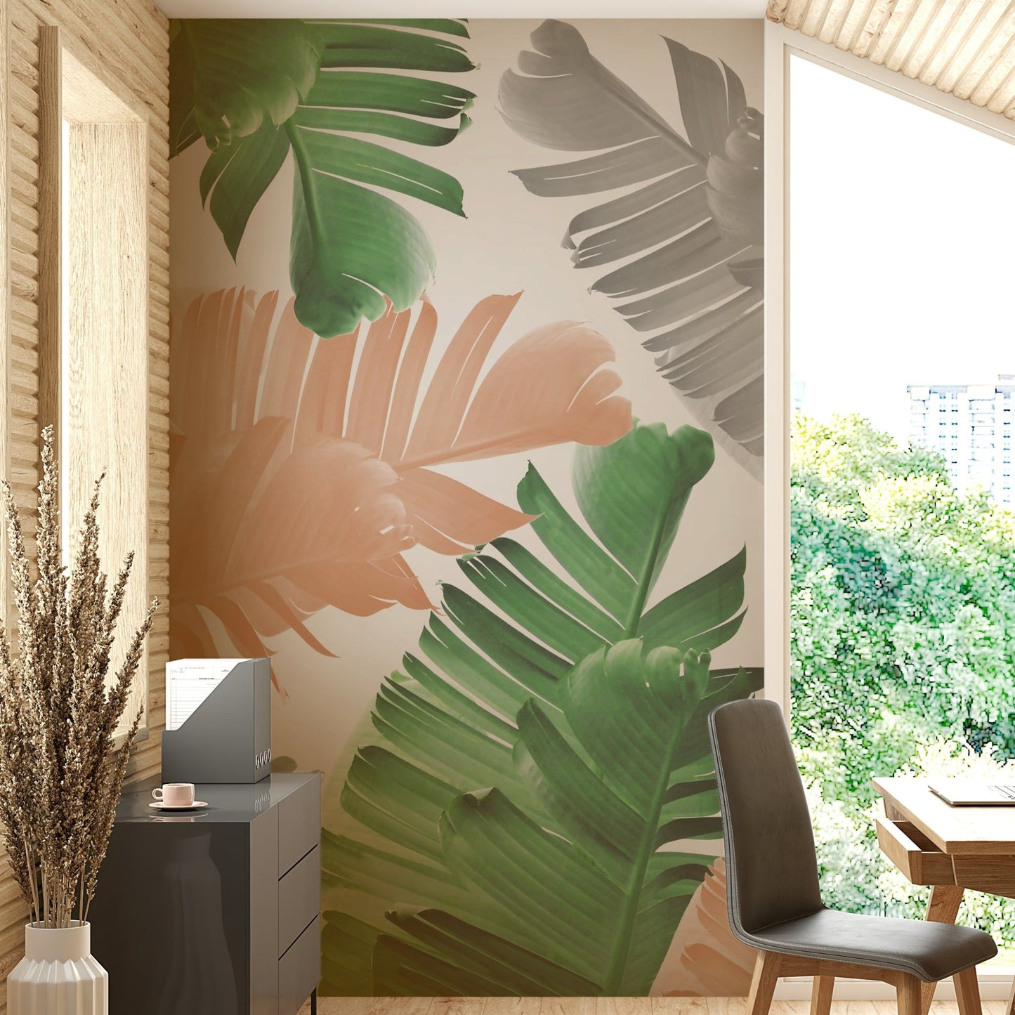 Banana leaf mural bringing nature into kids’ spaces

