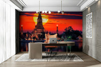 Stunning silhouette of a historic Bangkok pagoda landmark. GD5066