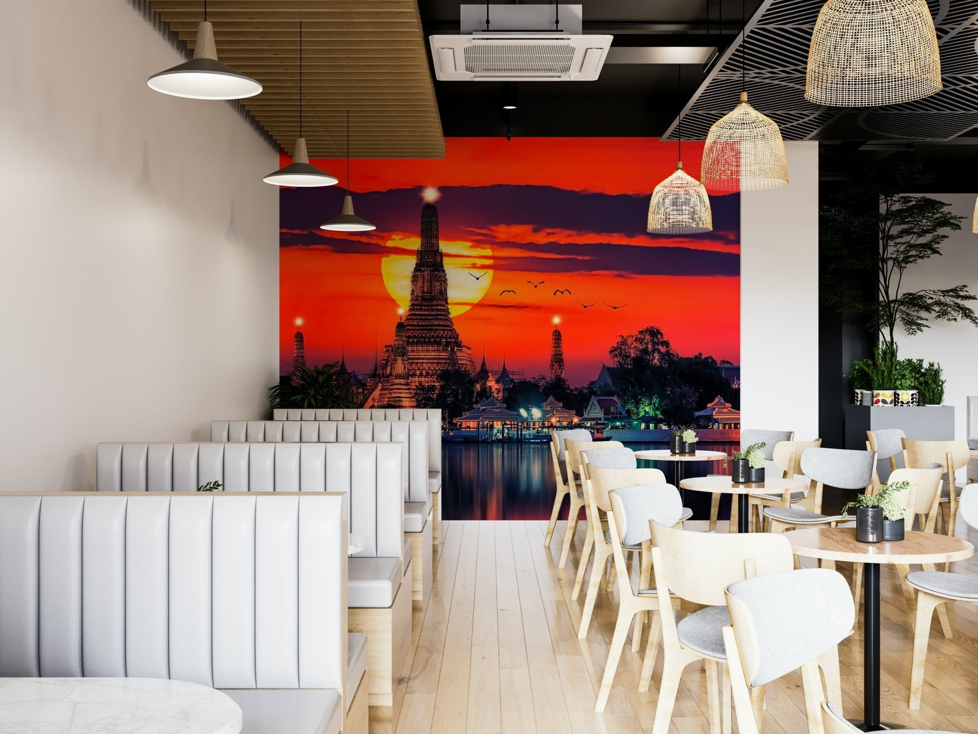 River reflection on Bangkok Twilight Wall Mural design. GD5066