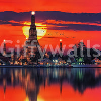 Bright glowing sun setting in a dramatic twilight sky print. GD5066