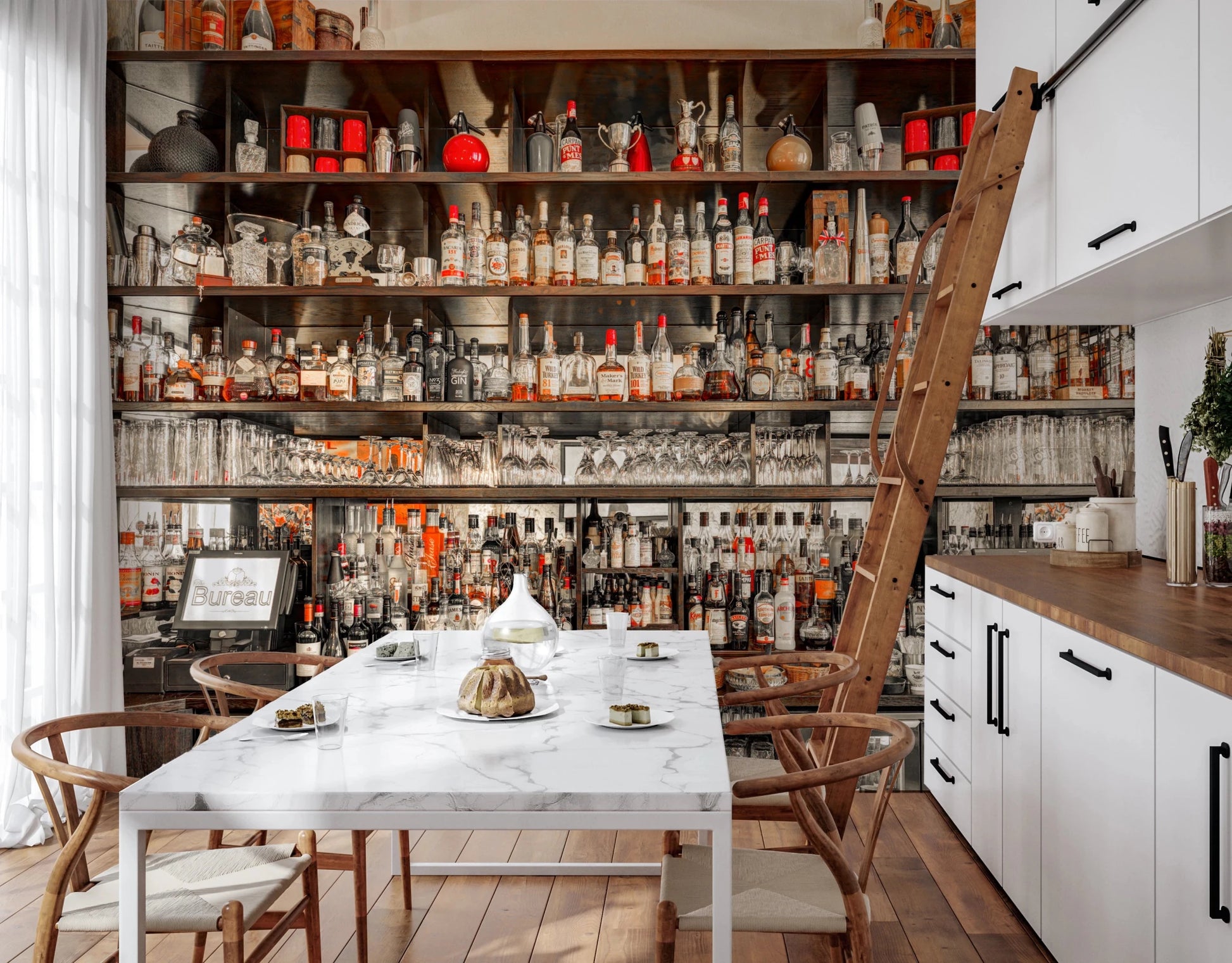 Bar Brilliance Wall Mural with bar counter background