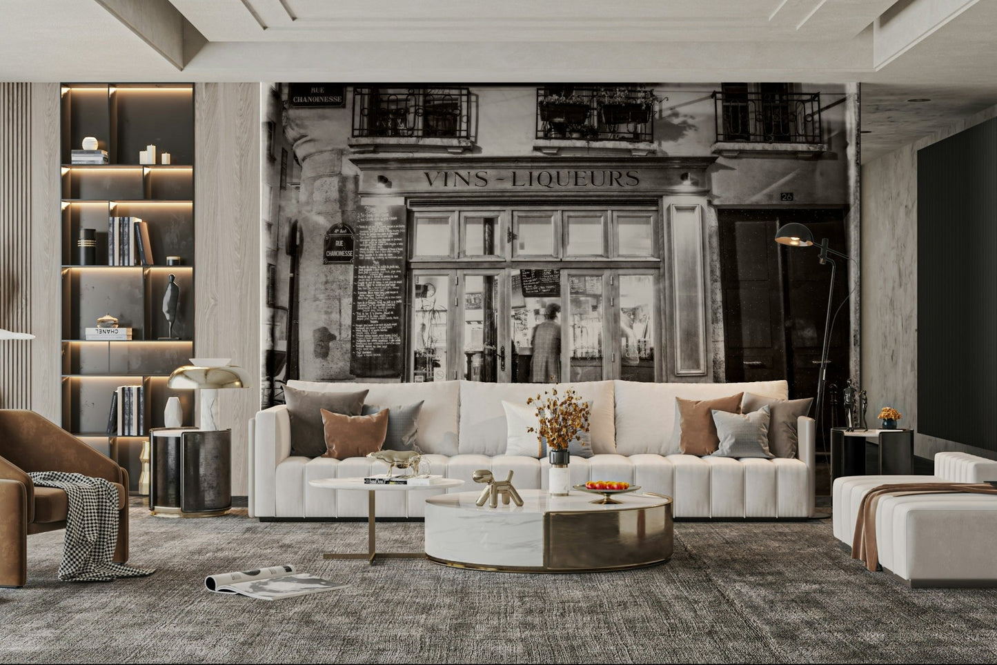 Trendy Paris bar wall mural for contemporary decor.
