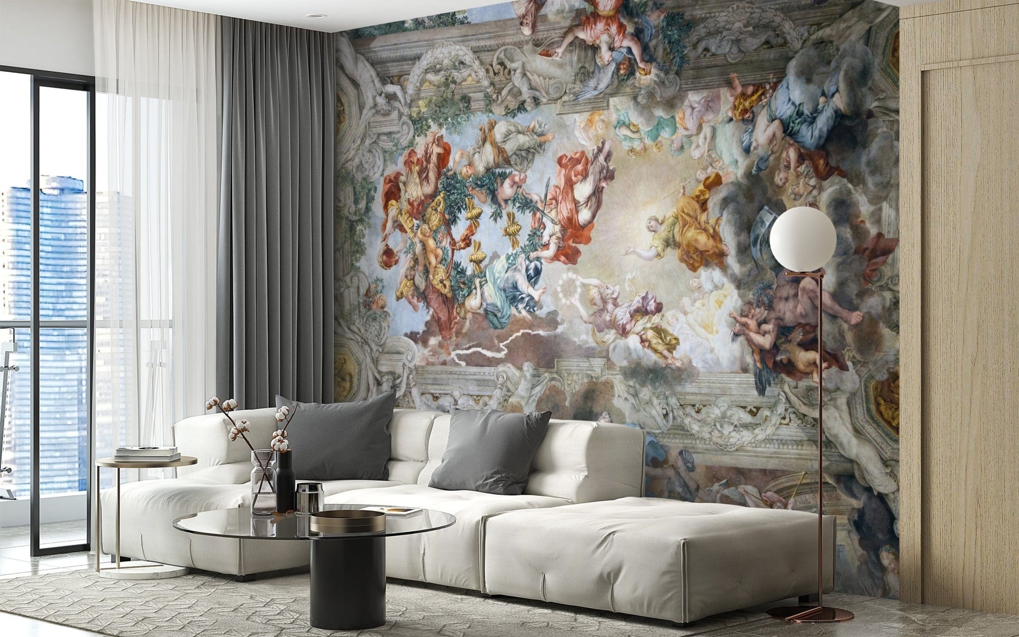 Baroque mural wallpaper design for ceilings, B371