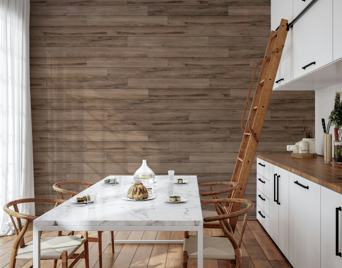 Detailed view of the aged planks in the Barn Wood Beauty Mural.