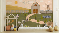 A peaceful barnyard scene with friendly farm animals.

