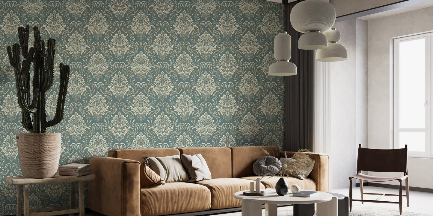 Baroque Style Damask Wallpaper for interiors
