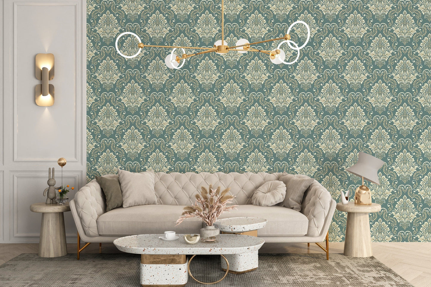 Baroque Style Damask Wallpaper for walls
