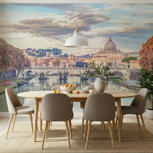 Basilica di San Pietro wall mural on a feature wall in a grand hallway.