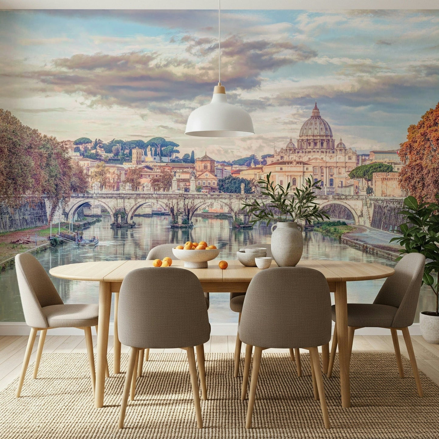 Basilica di San Pietro wall mural on a feature wall in a grand hallway.