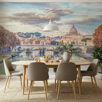 Basilica di San Pietro wall mural on a feature wall in a grand hallway.