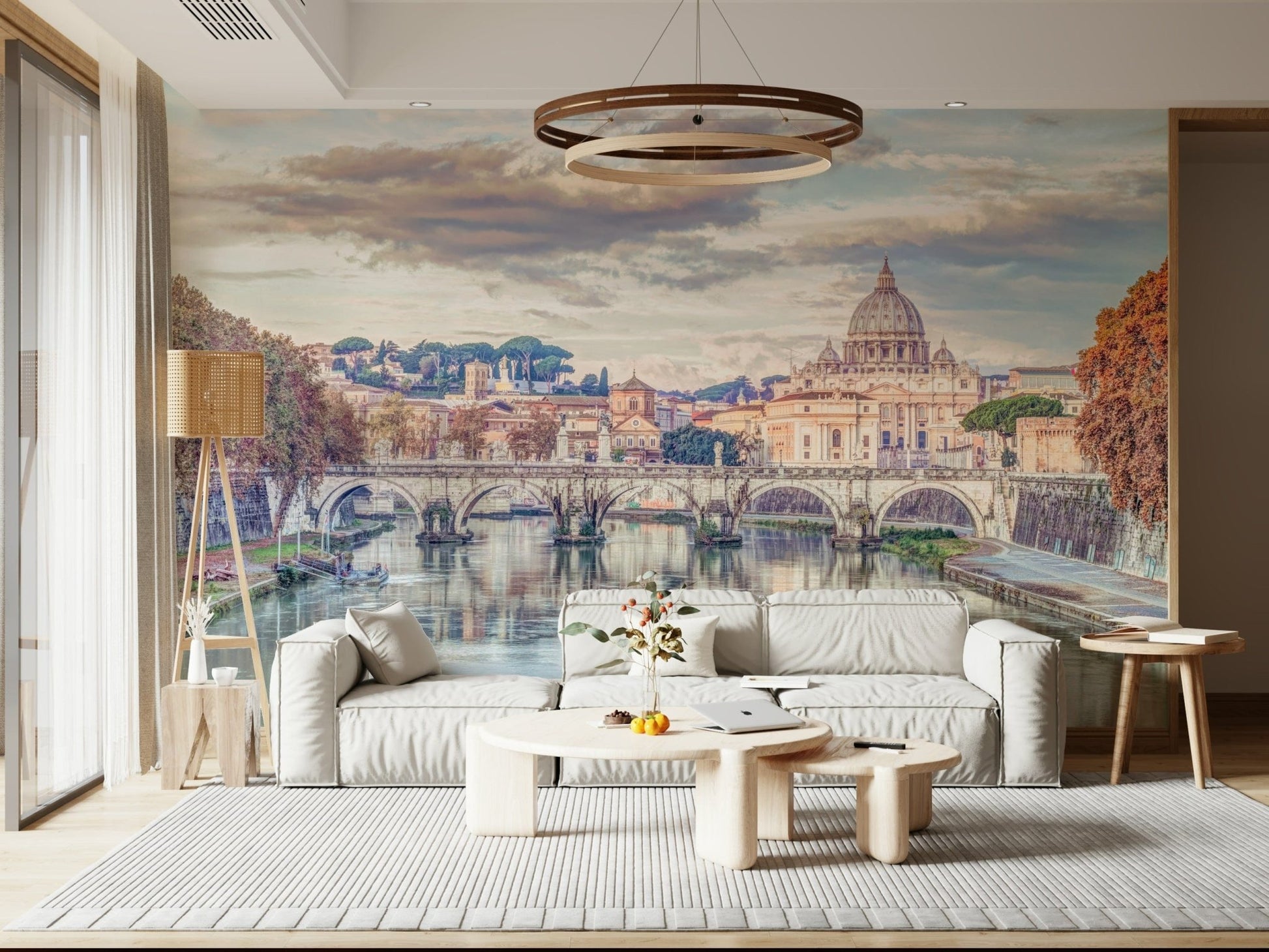 Basilica di San Pietro wall mural featuring the iconic dome in a bedroom.