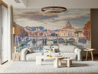 Basilica di San Pietro wall mural featuring the iconic dome in a bedroom.