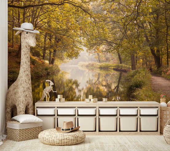 Basingstoke Canal wall mural with golden trees, GD2363