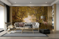 Forest path and canal wallpaper for interiors

