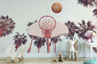 Mural wallpaper with hoop and court

