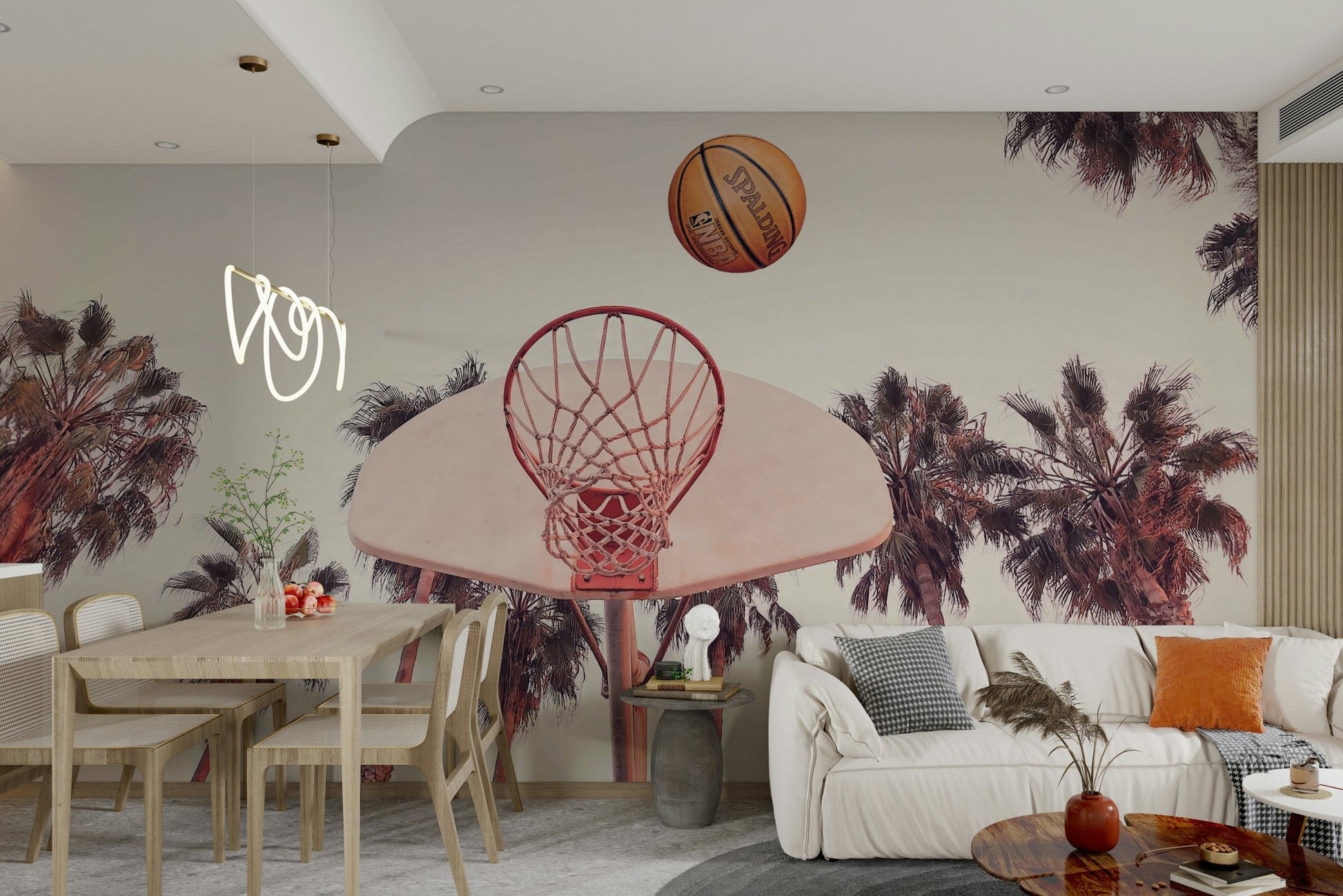 Kids room basketball wall mural

