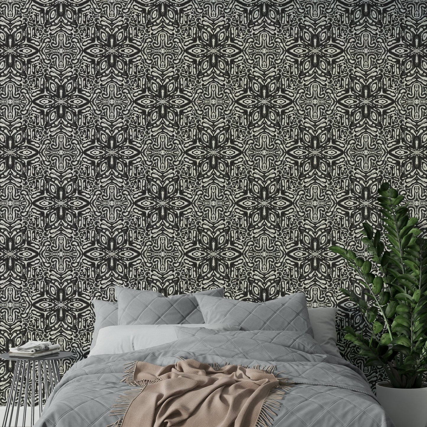 Durable black and white mural
