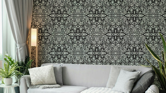 Black and white floral mural GD569

