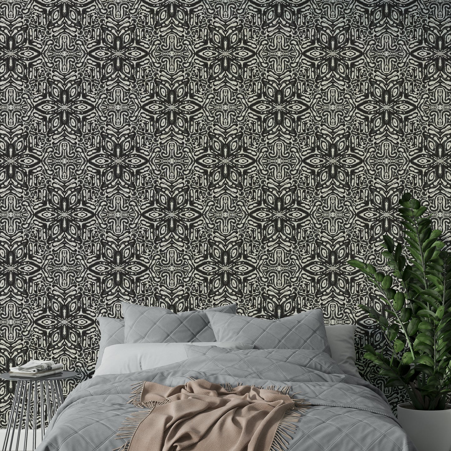 Durable black and white mural
